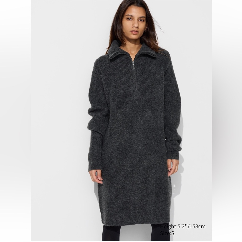 Women’s Charcoal Zip-Neck Sweater Dress